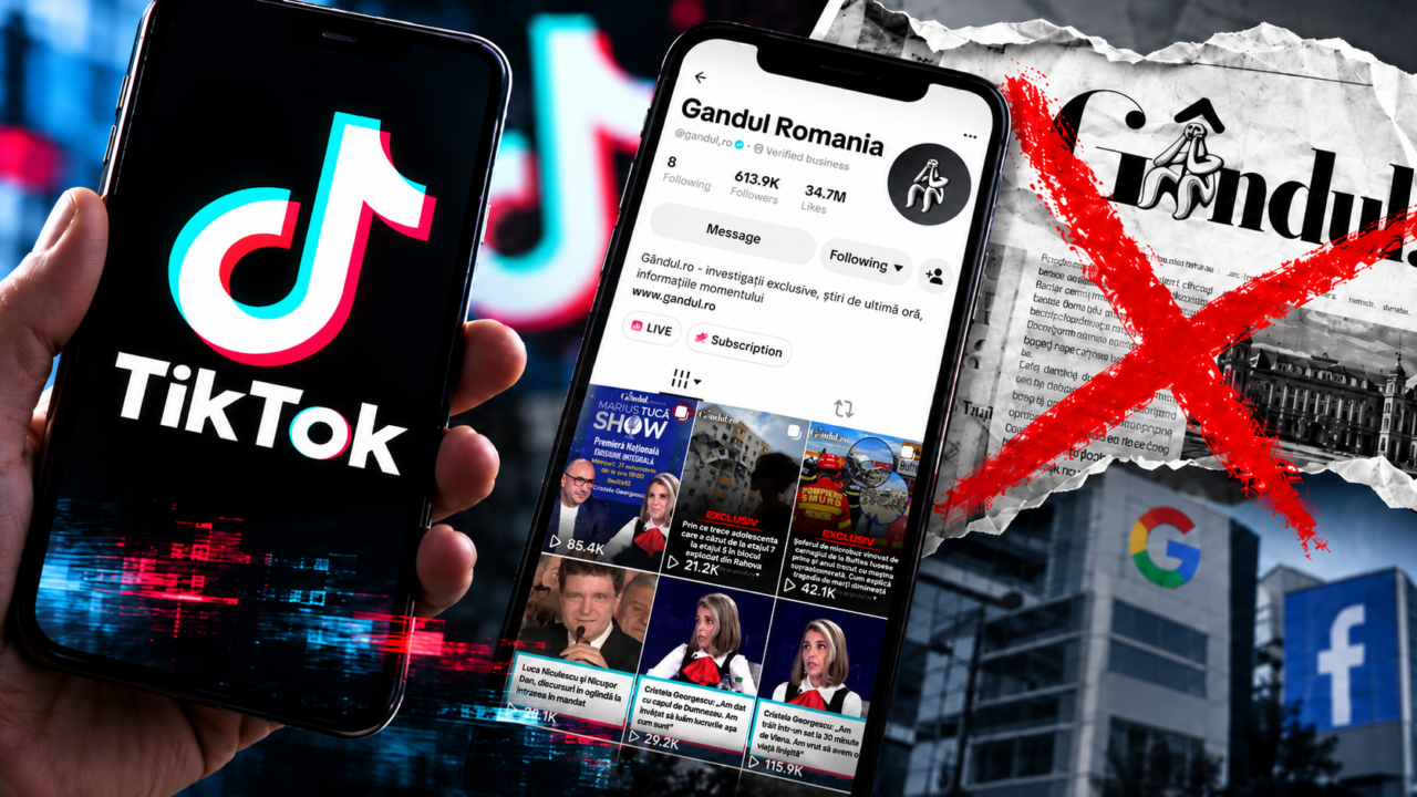 TikTok restricționează pagina Gândul, după ce Meta și Google au limitat vizibilitatea publicației