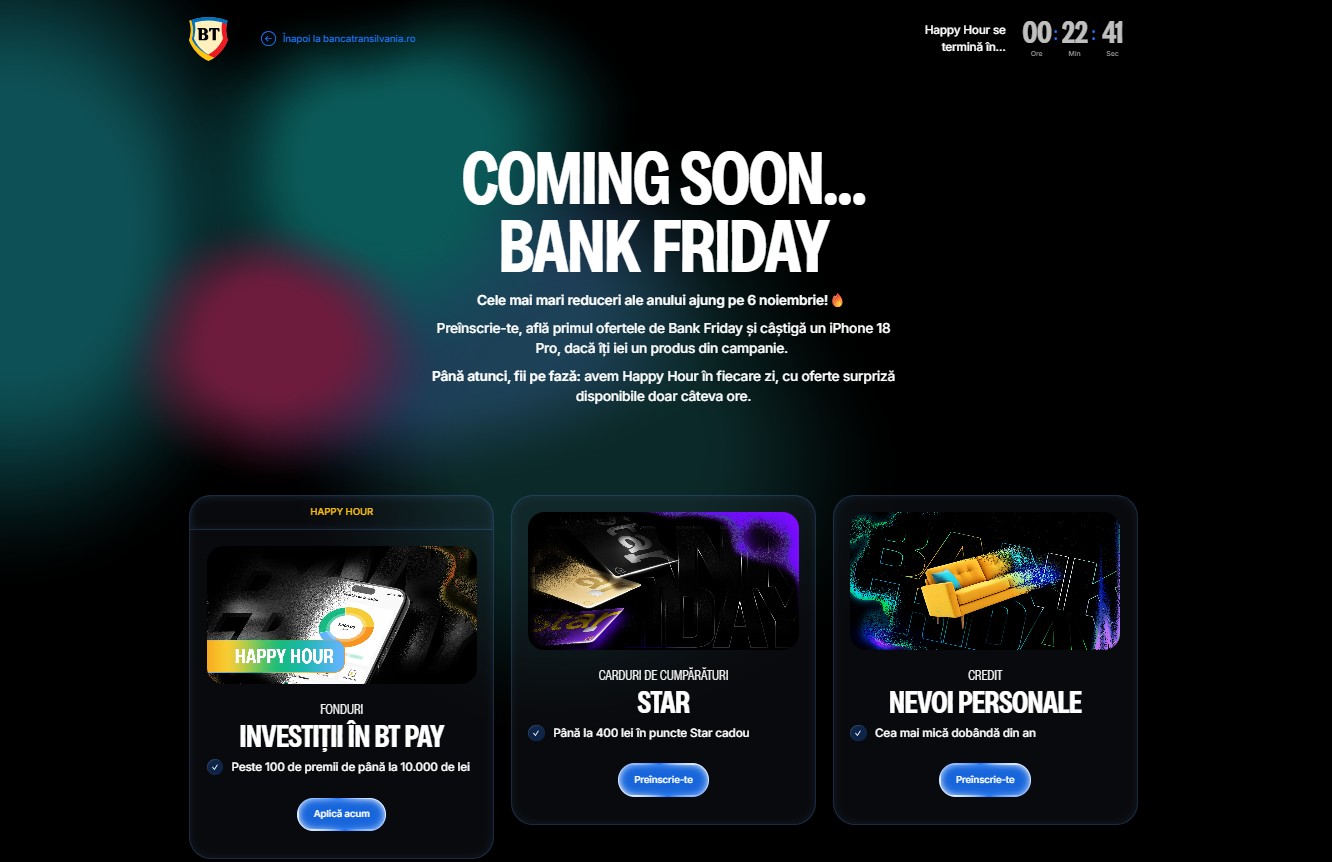 Banca Transilvania anunță data pentru Bank Friday 2026 și campanii cu premii iPhone