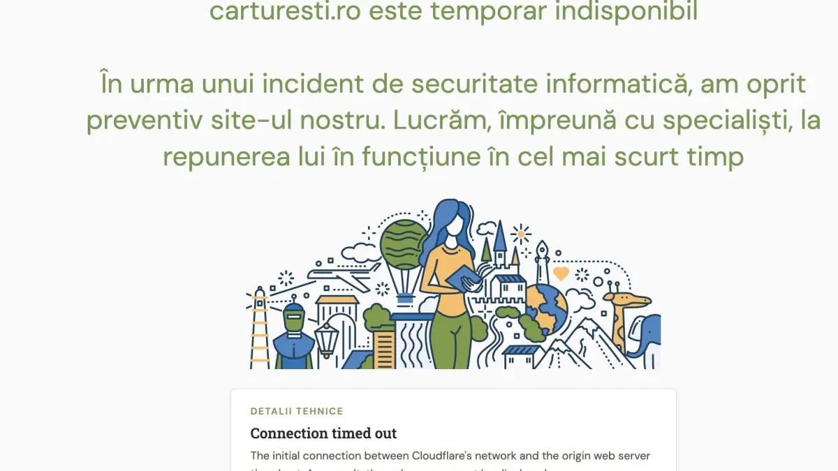 Atac cibernetic asupra lanțului de librării Cărturești: site-ul și aplicația sunt indisponibile