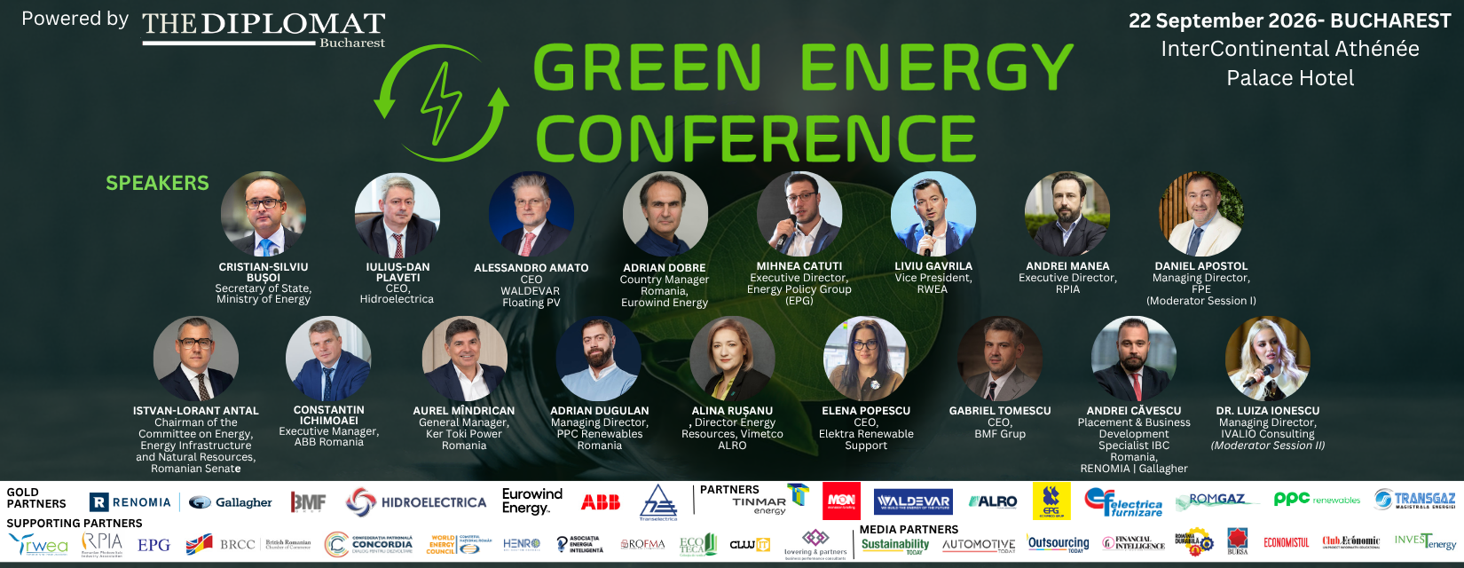 Green Energy Conference 2026: Analiza tranziției energetice și a investițiilor în energie verde