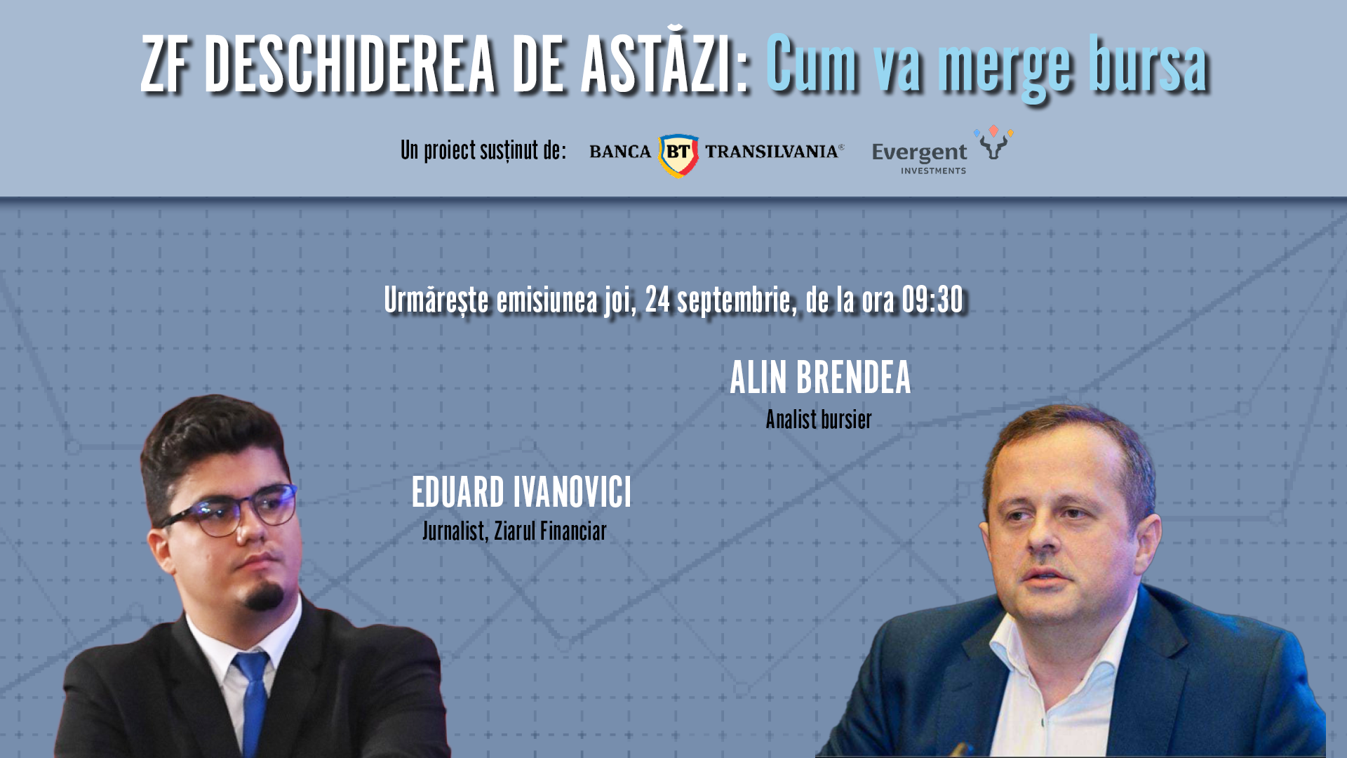 Analiză bursieră: Alin Brendea discută evoluția piețelor financiare joi, 24 septembrie
