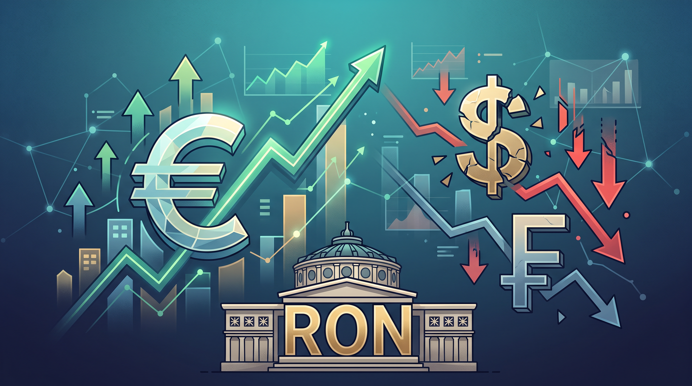 Evoluția cursurilor valutare: Euro s-a apreciat, în timp ce dolarul și francul elvețian au scăzut față de leu