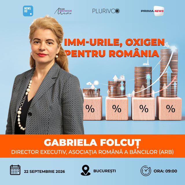 Gabriela Folcuț va discuta despre accesul IMM-urilor la finanțare la evenimentul News.ro